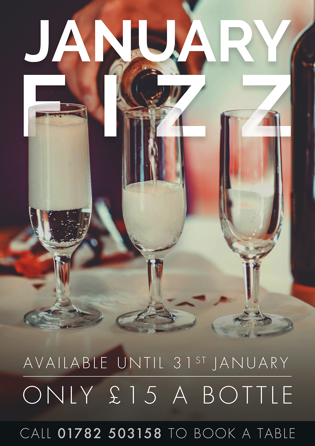 Join us for January fizz at only £15 per bottle