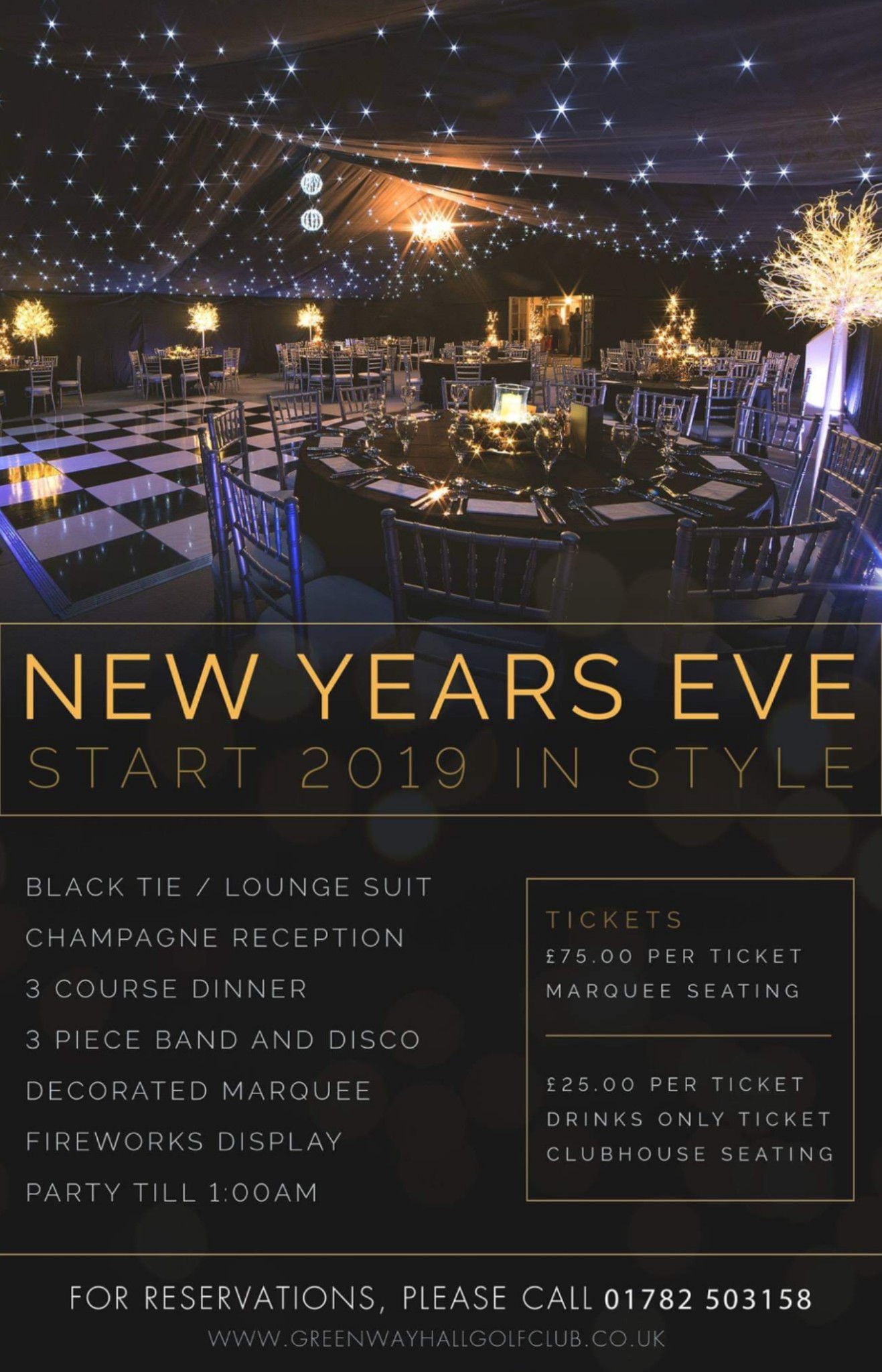 Tickets now available for New Years Eve 2019...